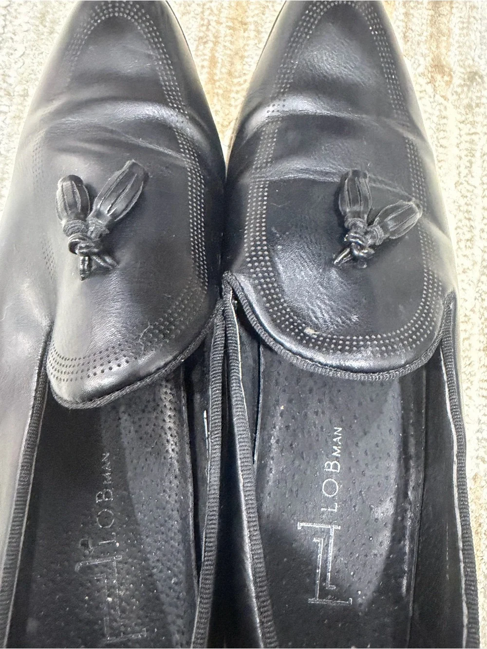 Men's Black Tassel Slip-On Loafers by
